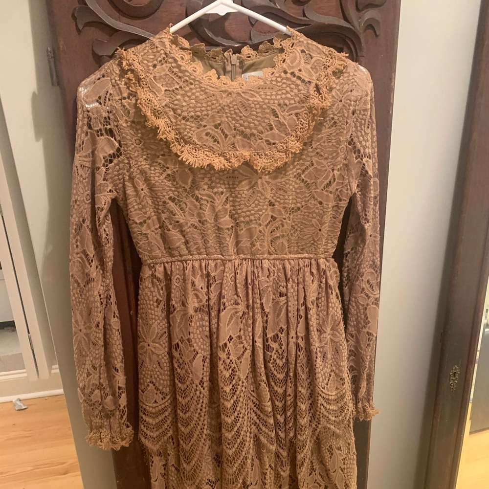 Girls Trish Scully choc brown dress 14